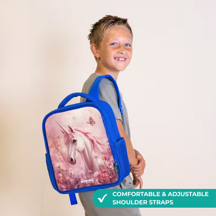 Kids backpack with name - Blue - Unicorn - Pink - Butterflies - Flowers — 4