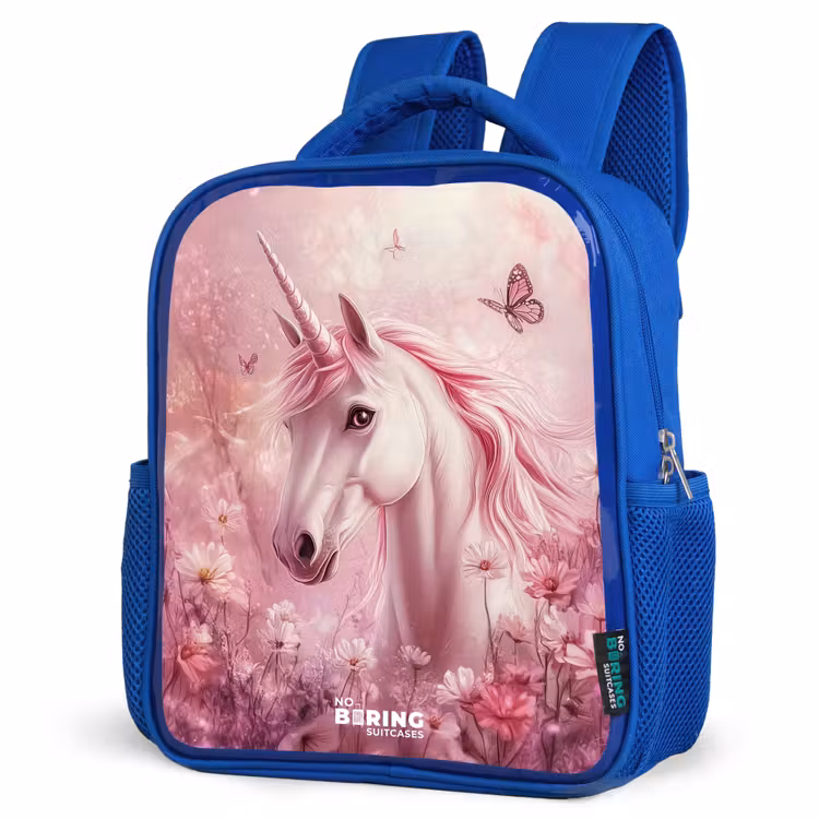 Kids backpack with name - Blue - Unicorn - Pink - Butterflies - Flowers — 7