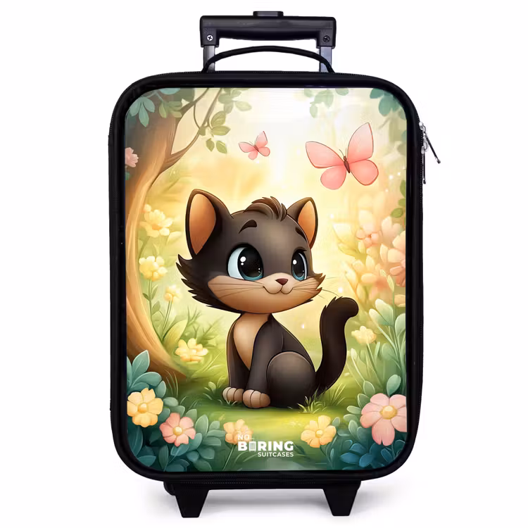 Children's suitcase - Cat - Butterfly - Flowers — 1