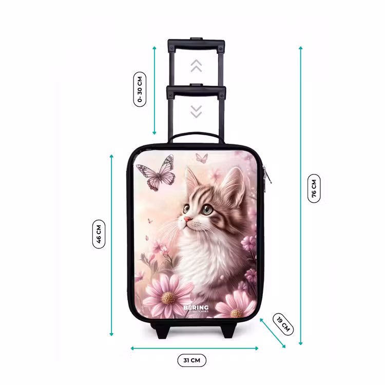 Children's suitcase - Cat - Purple - Butterflies - Flowers — 3