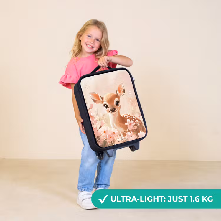 Children's suitcase - Deer - Eyes - Dots - Flowers — 5