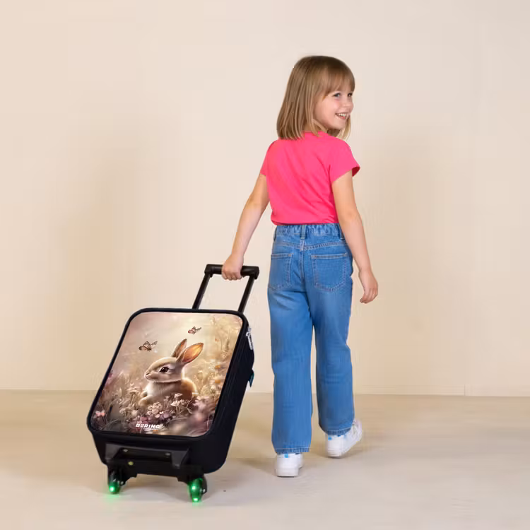 Children's suitcase - Flowers - Brown - Bunny - Butterfly — 2