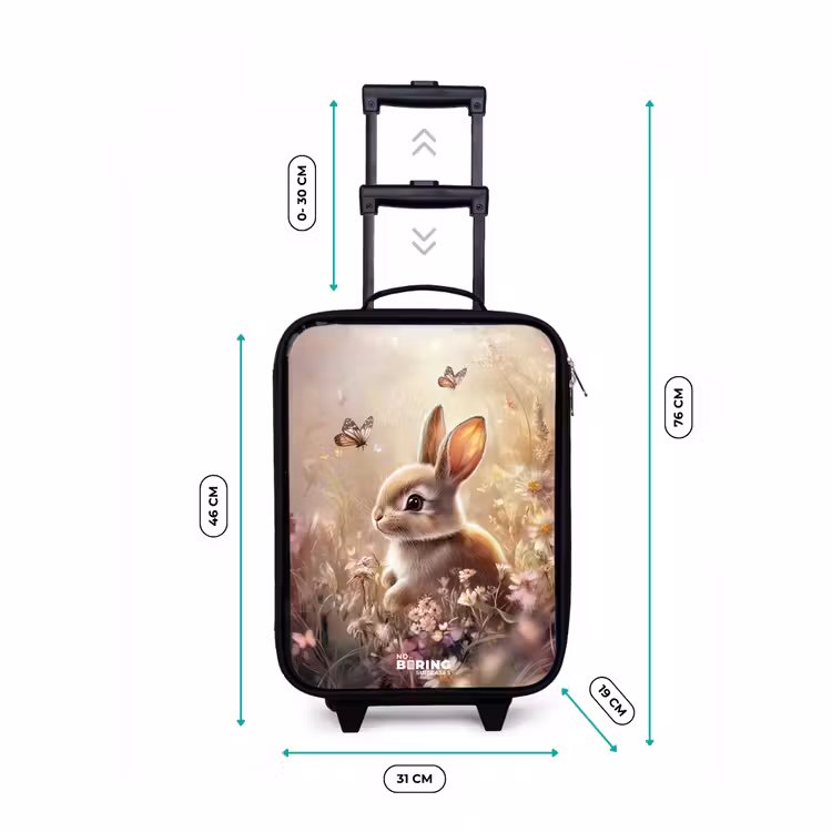 Children's suitcase - Flowers - Brown - Bunny - Butterfly — 3