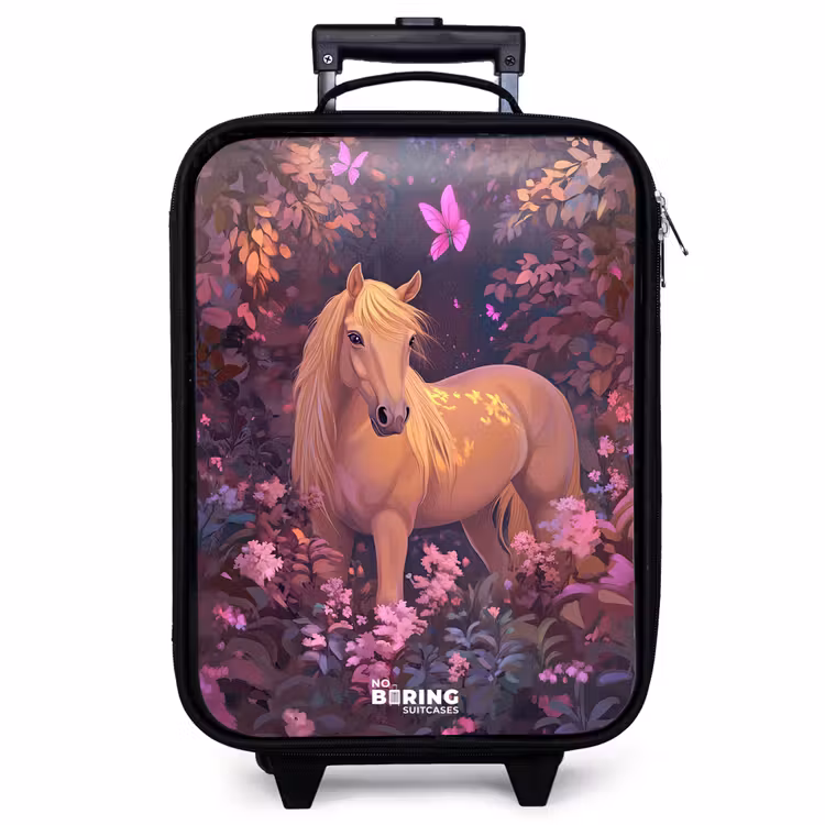 Children's suitcase - Horse - Flowers - Purple - Butterfly — 1