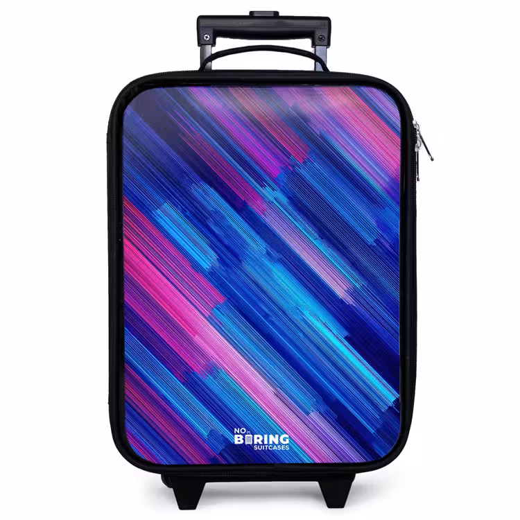 Children's suitcase - Neon - Stripes - Abstract - Blue - Pink — 1