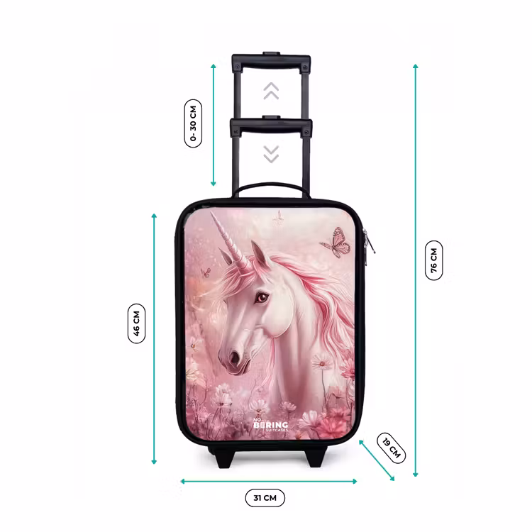 Children's suitcase - Unicorn - Pink - Butterflies - Flowers — 3