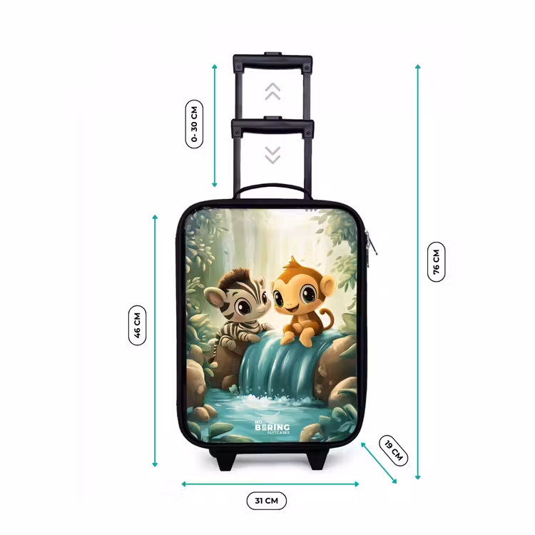 Children's suitcase - Zebra - Monkey - Waterfall - Rocks — 3