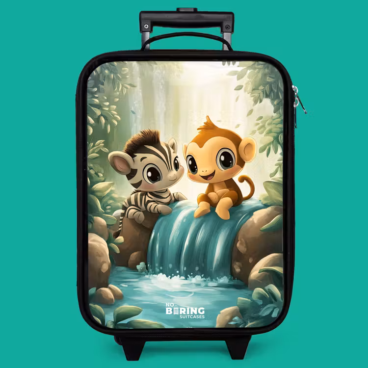 Children's suitcase - Zebra - Monkey - Waterfall - Rocks — 4