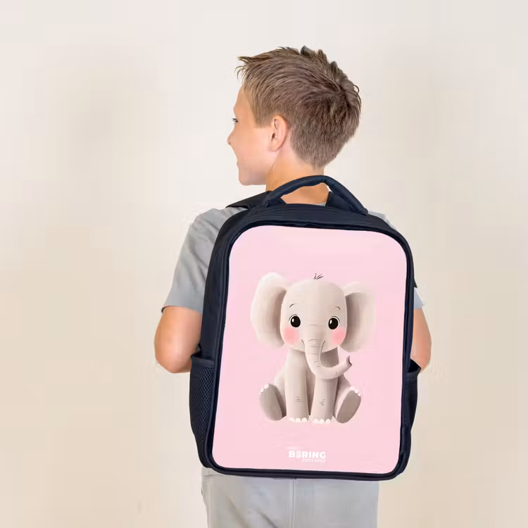 Kids backpack - Black - Elephant - Baby - Blushes - Illustration — 2