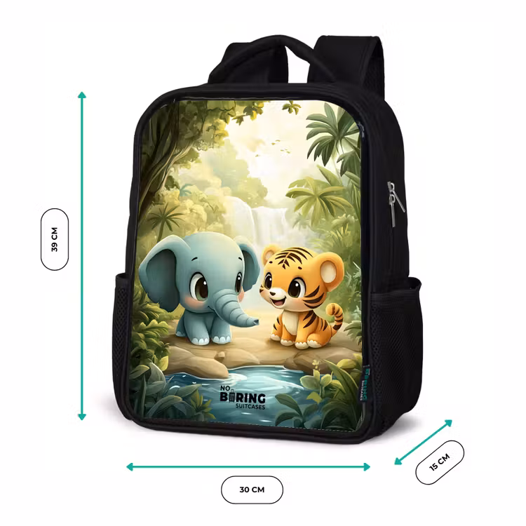 Kids backpack - Black - Elephant - Tiger - Forest - Jungle — 8