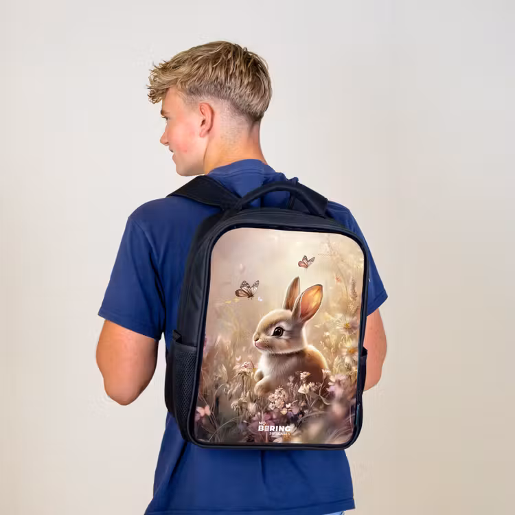Kids backpack - Black - Flowers - Brown - Bunny - Butterfly — 5