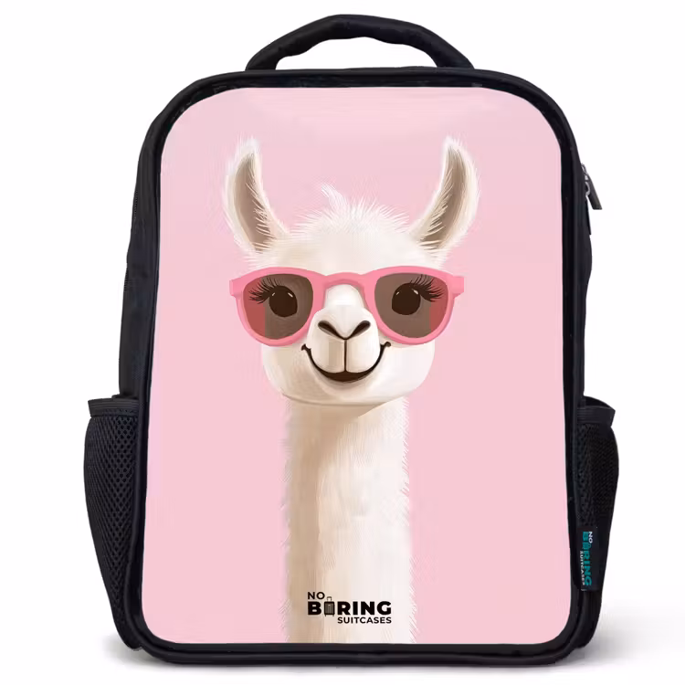 Kids backpack - Black - Llama - White - Sunglasses - Eyelashes — 1