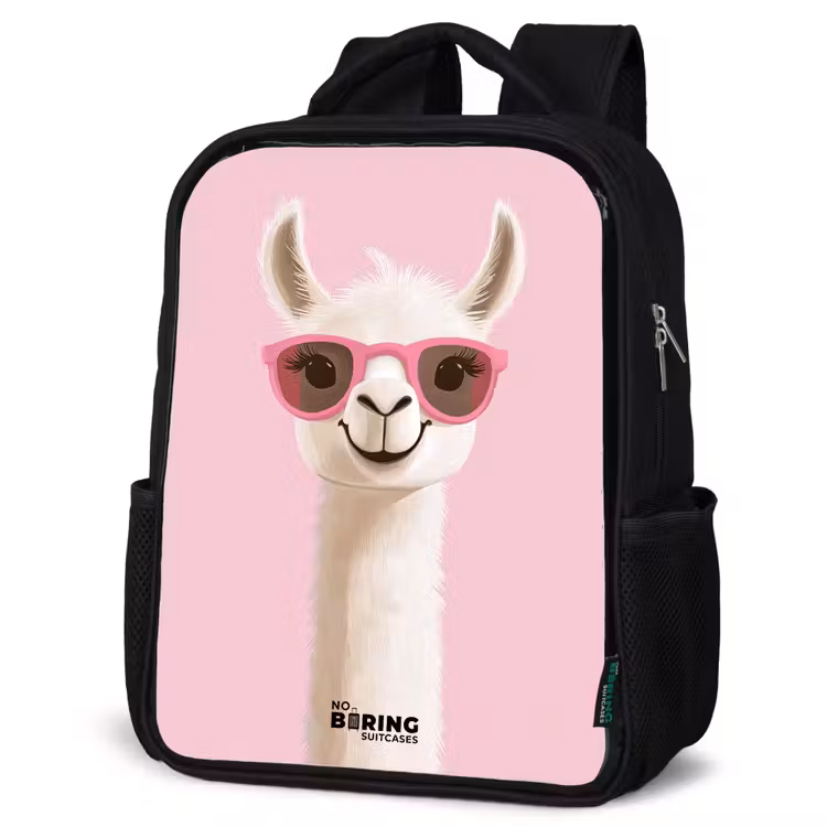 Kids backpack - Black - Llama - White - Sunglasses - Eyelashes — 6