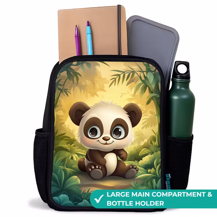 Kids backpack - Black - Panda - Bamboo Forest - Green — 10