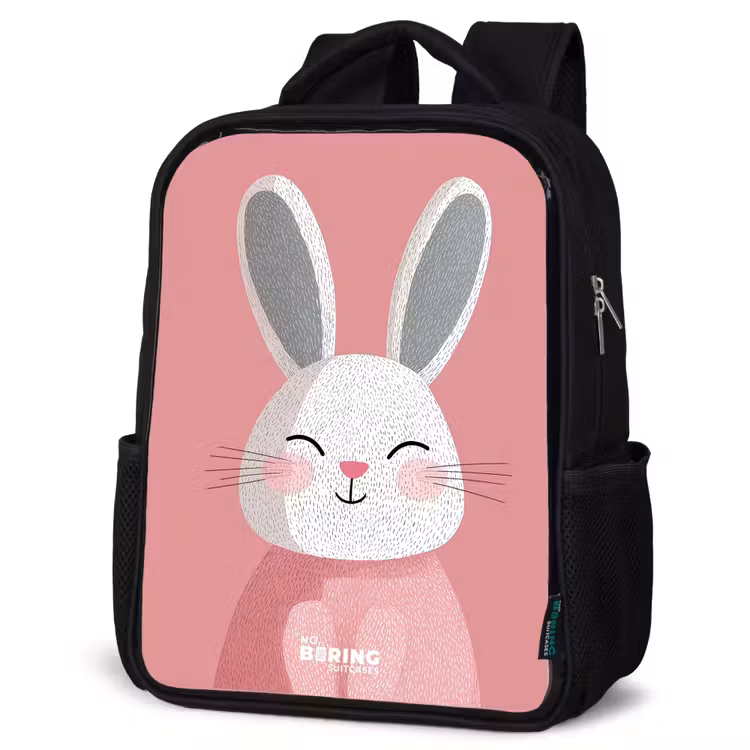 Kids backpack - Black - Pink - Rabbit - Smile - Illustration — 6