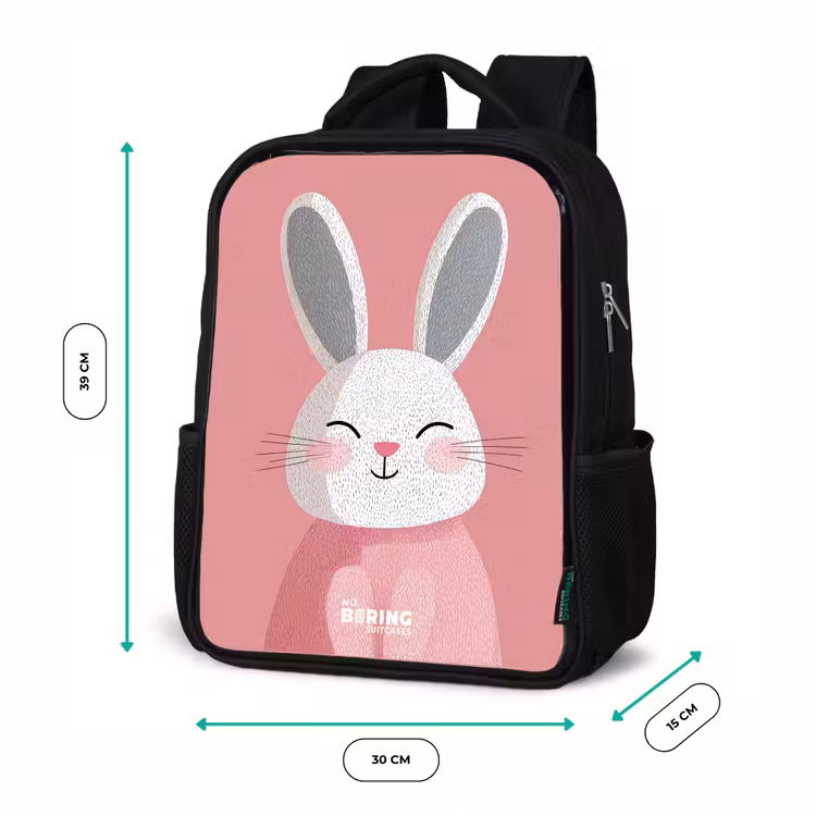 Kids backpack - Black - Pink - Rabbit - Smile - Illustration — 8