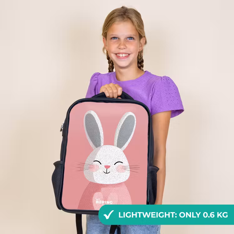 Kids backpack - Black - Pink - Rabbit - Smile - Illustration — 9