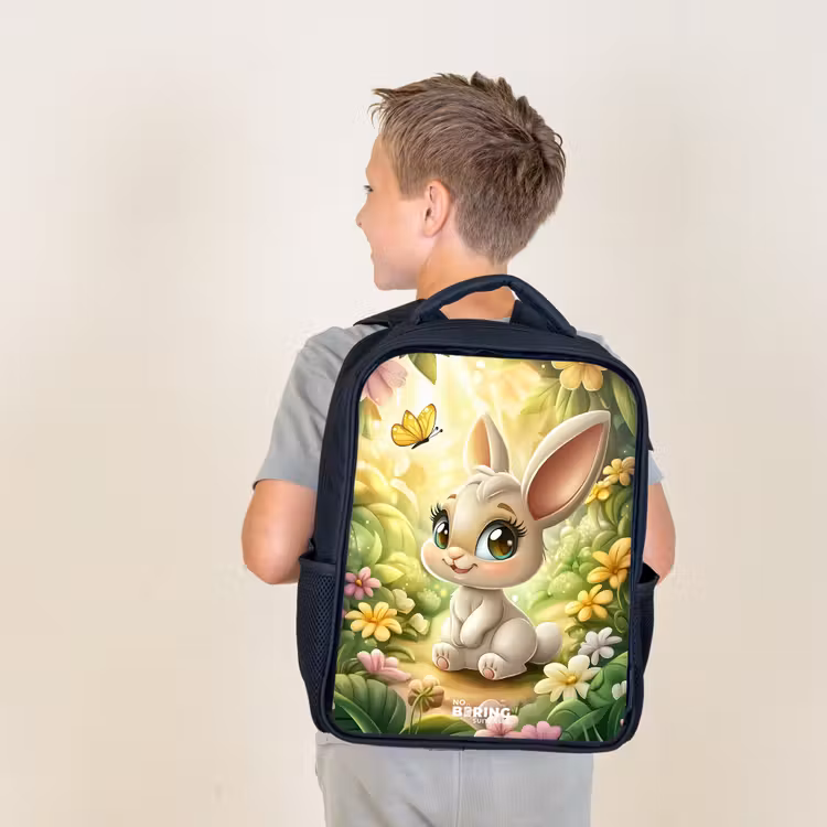 Kids backpack - Black - Rabbit - Sunlight - Fairytale - Butterfly — 2