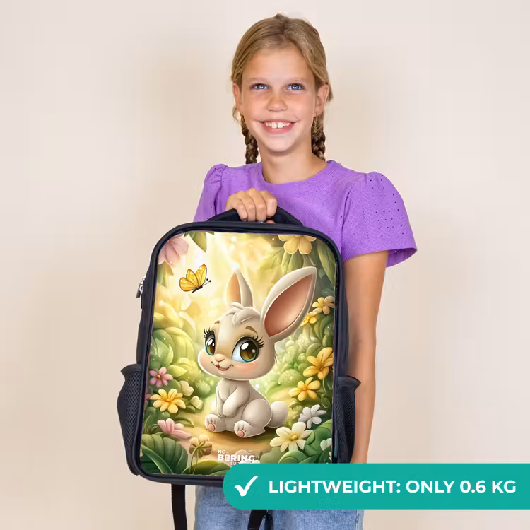 Kids backpack - Black - Rabbit - Sunlight - Fairytale - Butterfly — 9