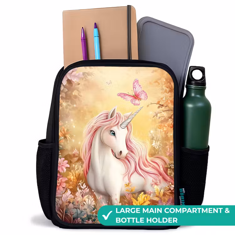 Kids backpack - Black - Unicorn - Butterfly - Pink - Mane — 10