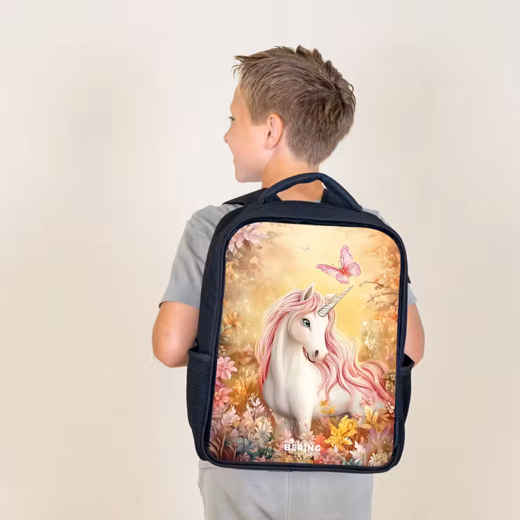 Kids backpack - Black - Unicorn - Butterfly - Pink - Mane — 2