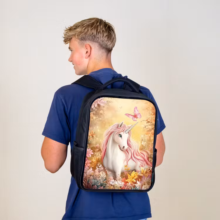 Kids backpack - Black - Unicorn - Butterfly - Pink - Mane — 5