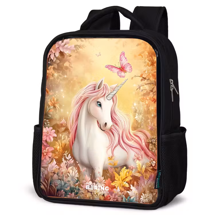 Kids backpack - Black - Unicorn - Butterfly - Pink - Mane — 6