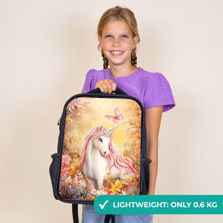 Kids backpack - Black - Unicorn - Butterfly - Pink - Mane — 9