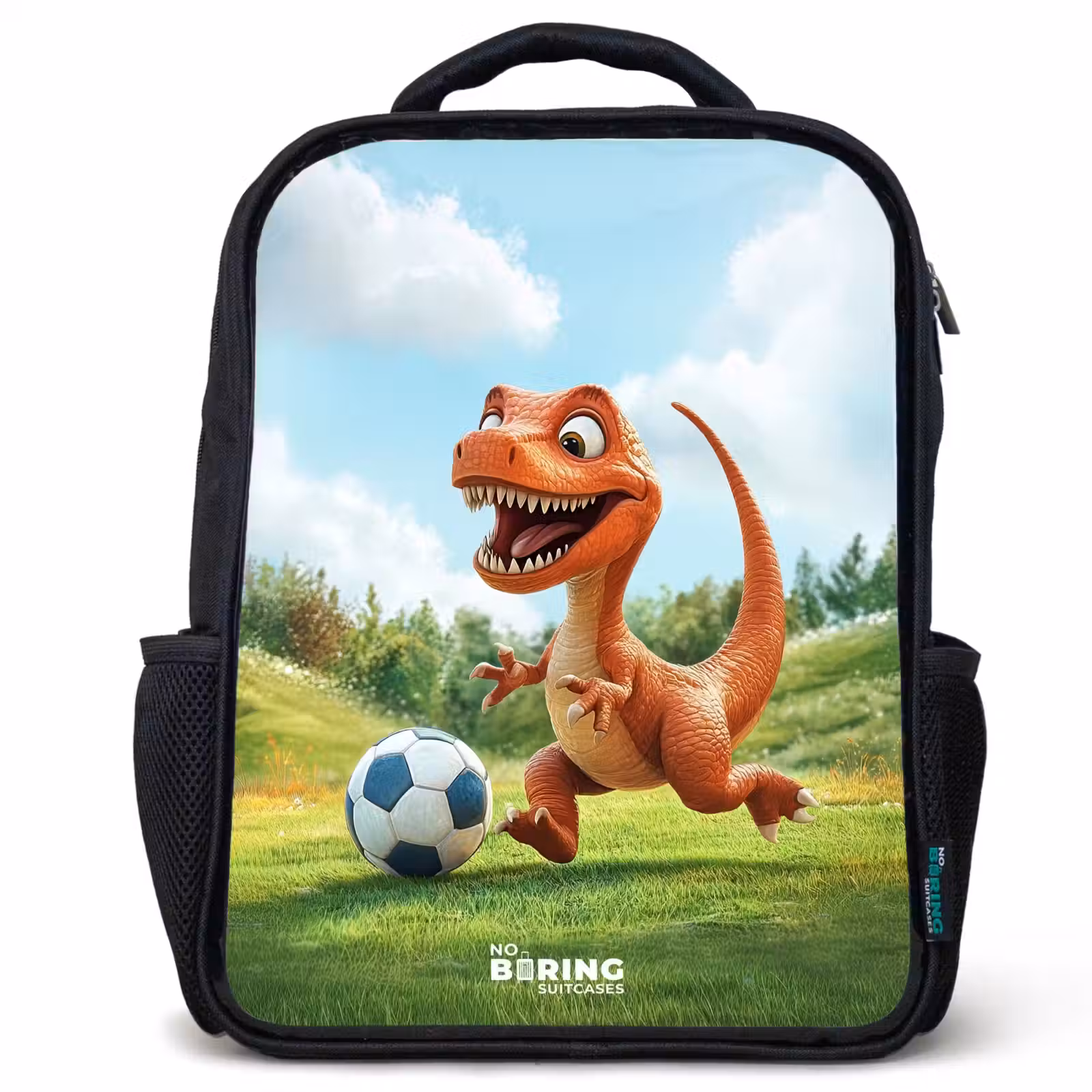 Kids backpack with name - Black - Soccer - Dino - Sports — 1