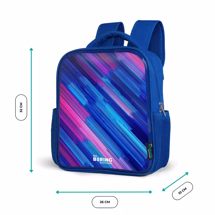 Kids backpack - Blue - Neon - Stripes - Abstract - Blue - Pink — 6