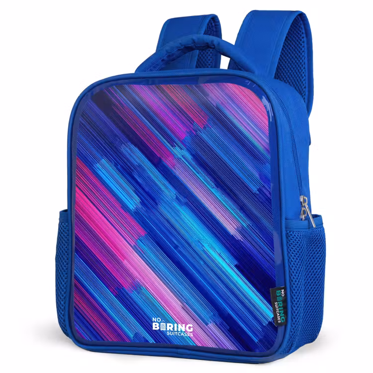 Kids backpack - Blue - Neon - Stripes - Abstract - Blue - Pink — 7
