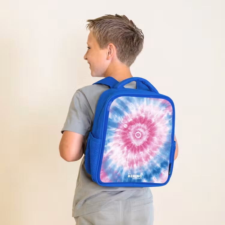 Kids backpack - Blue - Tie dye - Abstract - Blue - Pink — 2