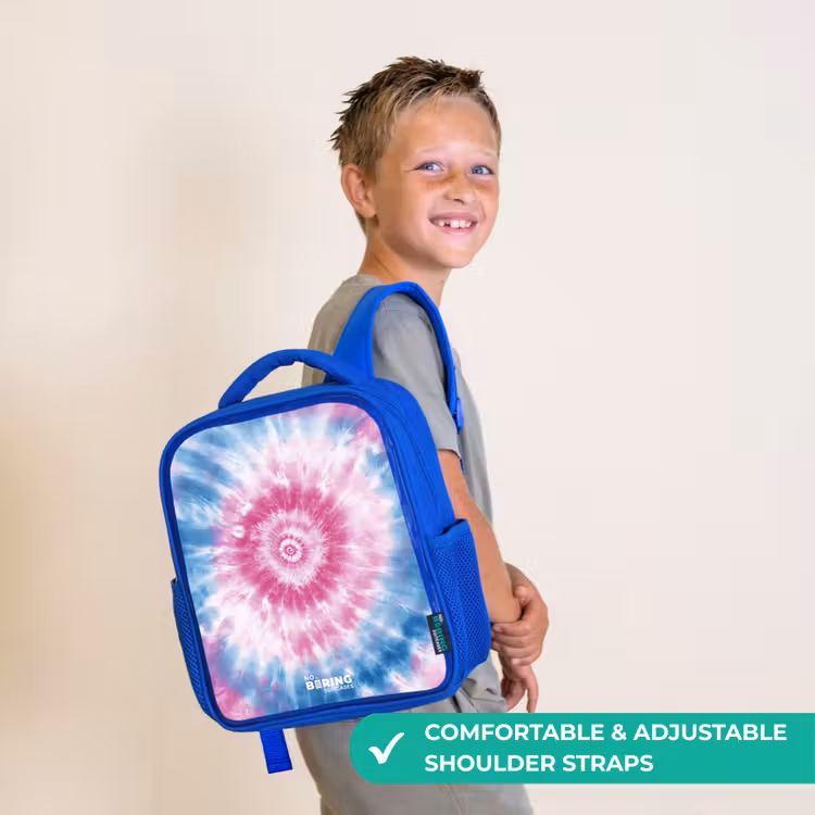 Kids backpack - Blue - Tie dye - Abstract - Blue - Pink — 4