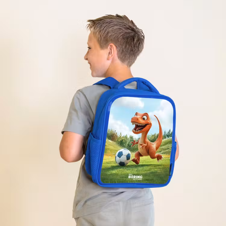 Kids backpack - Blue - Soccer - Dino - Sports — 2
