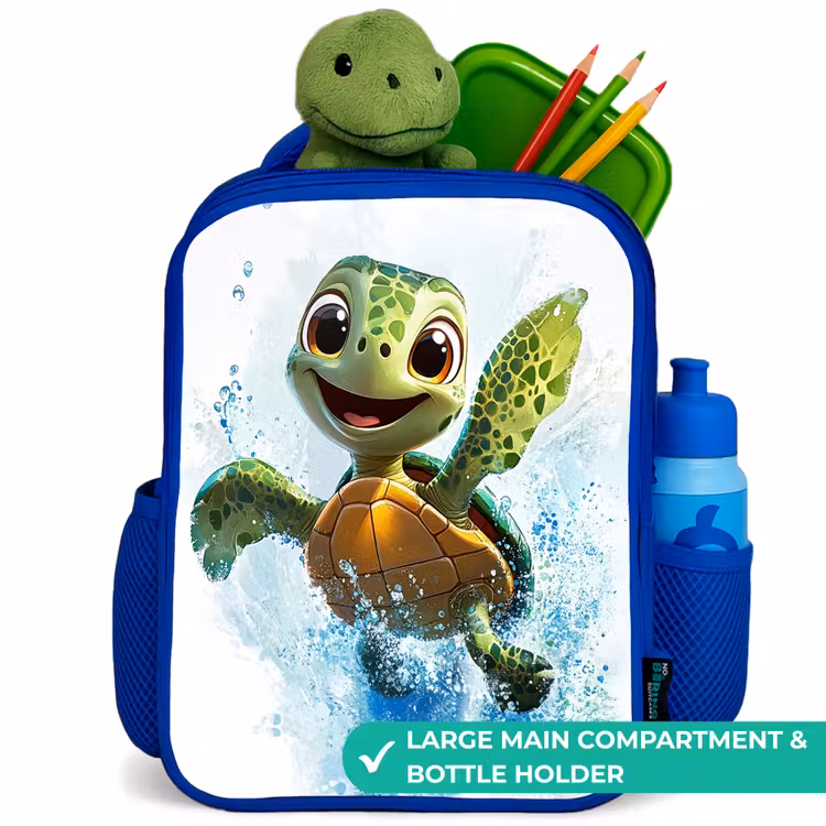 Kids backpack - Blue - Turtle - Water - Green — 5