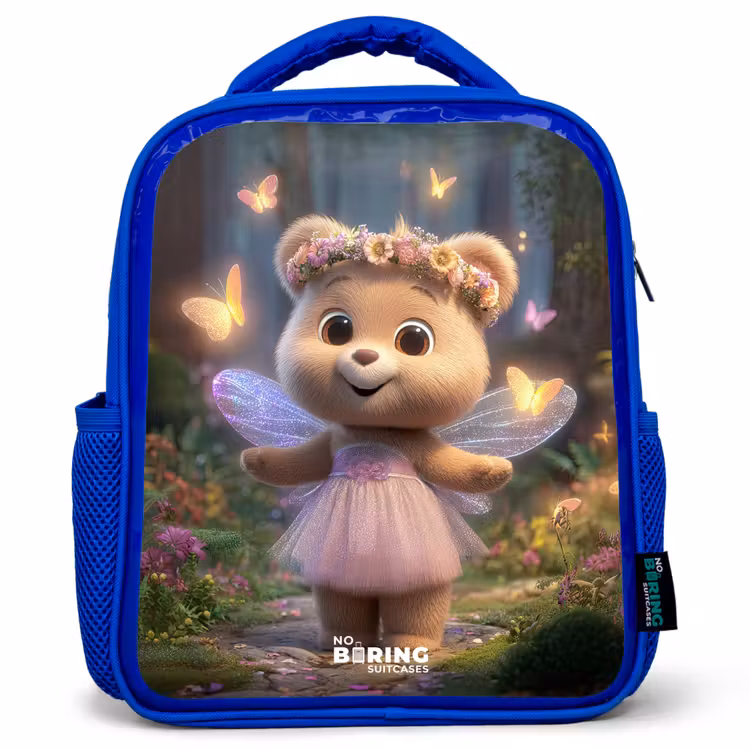 Kids backpack with name - Blue - Bear - Butterflies - Forest - Fairy — 1