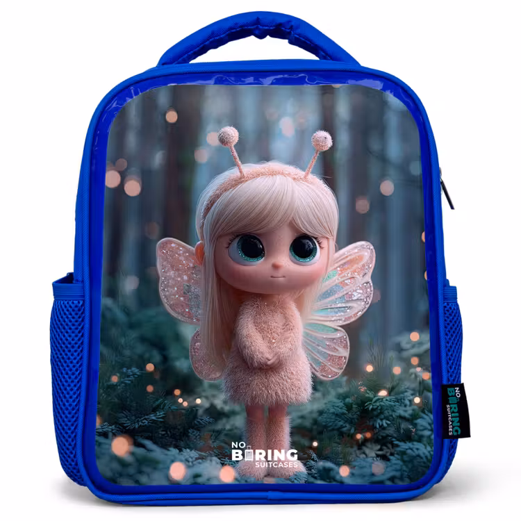 Kids backpack with name - Blue - Fairy - Forest - Glitters — 1