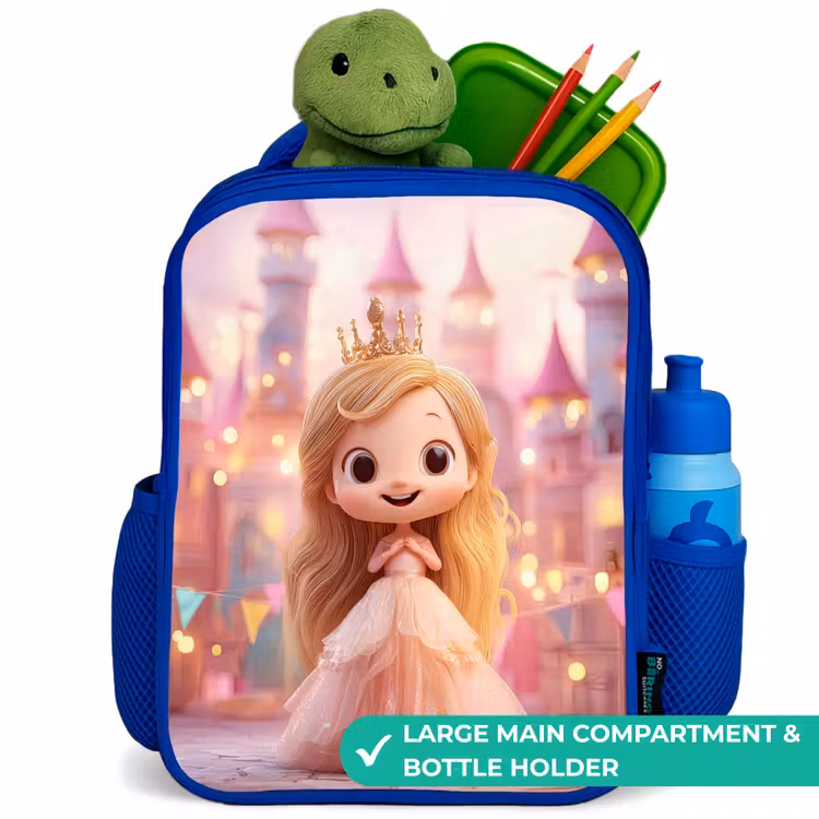 Kids backpack with name - Blue - Princess - Pink - Castle — 5