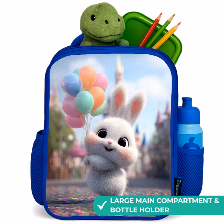 Kids backpack with name - Blue - Rabbit - Balloons — 5
