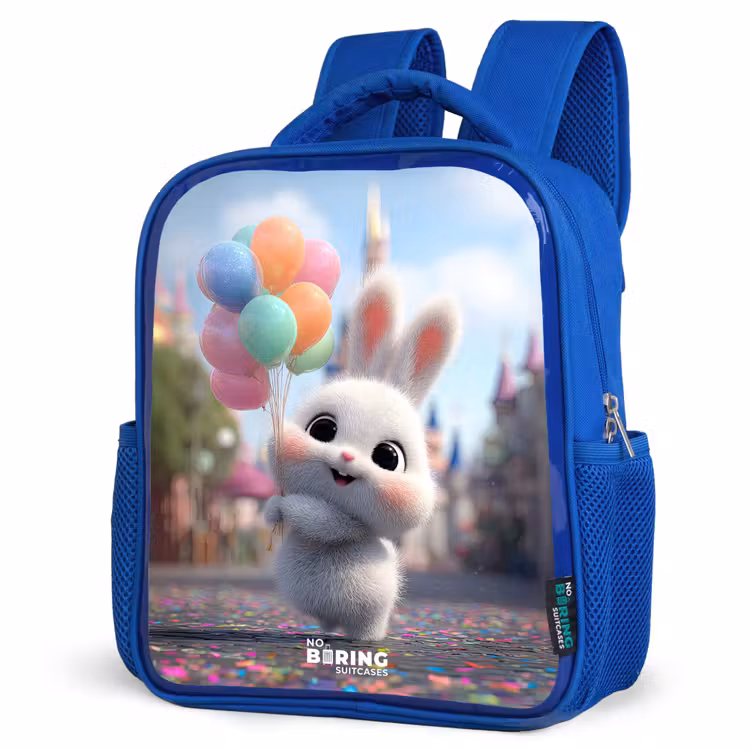Kids backpack with name - Blue - Rabbit - Balloons — 7