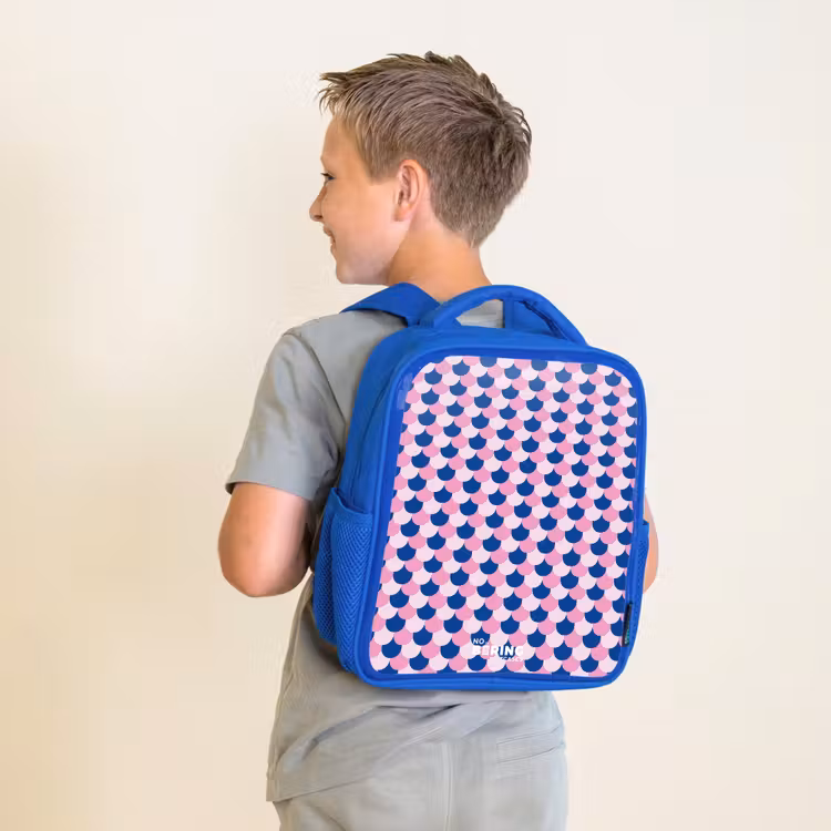 Kids backpack with name - Blue - Scales - Pattern - Blue - Pink — 2