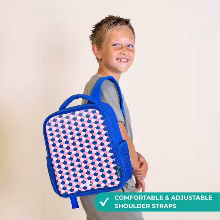 Kids backpack with name - Blue - Scales - Pattern - Blue - Pink — 4