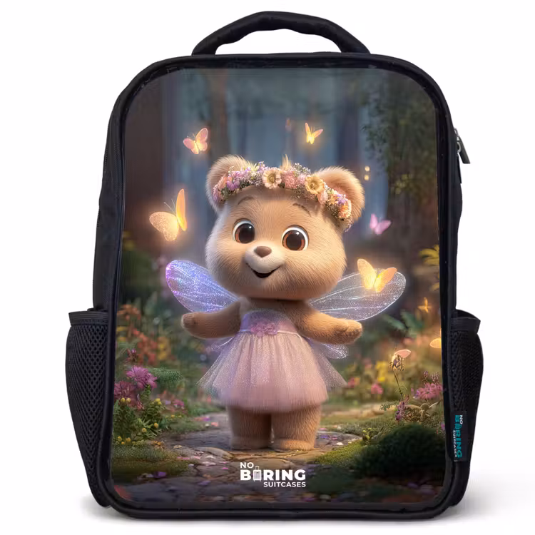 Kids backpack - Black - Bear - Butterflies - Forest - Fairy — 1