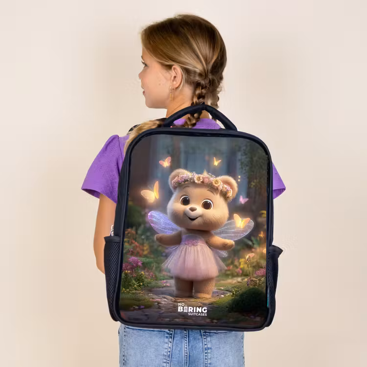 Kids backpack - Black - Bear - Butterflies - Forest - Fairy — 4