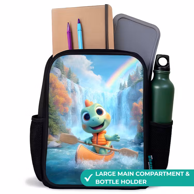 Kids backpack with name - Black - Dino - Nature - Waterfall — 10