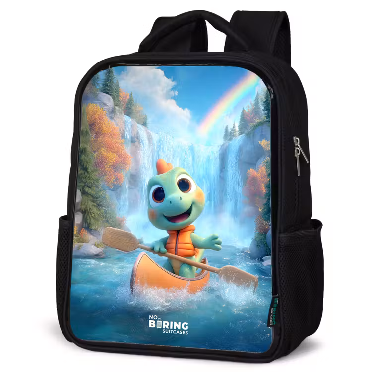 Kids backpack with name - Black - Dino - Nature - Waterfall — 6