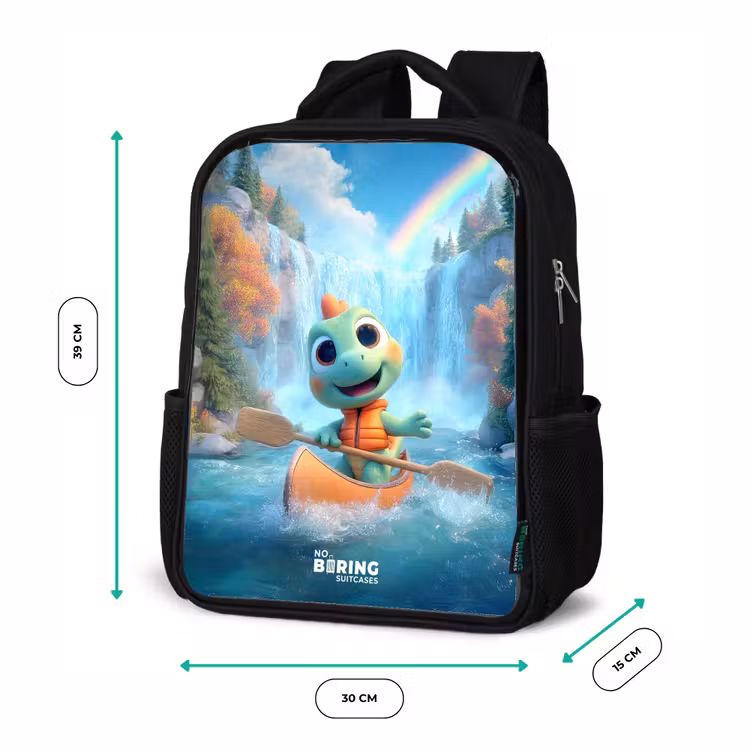 Kids backpack with name - Black - Dino - Nature - Waterfall — 8