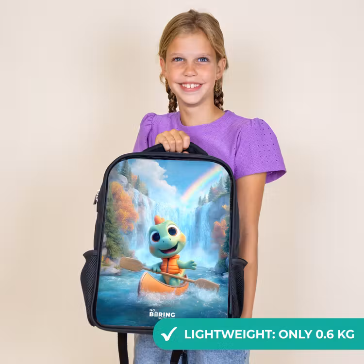 Kids backpack with name - Black - Dino - Nature - Waterfall — 9