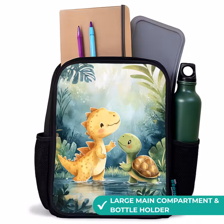 Kids backpack with name - Black - Dino - Turtle - Jungle — 10