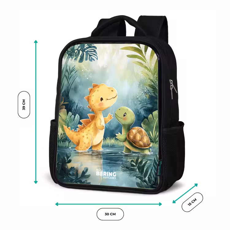 Kids backpack with name - Black - Dino - Turtle - Jungle — 8